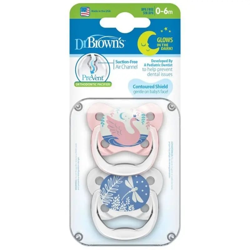 Dr Browns – Prevent Ορθοδοντική Πιπίλα Νυκτός Πεταλούδα 0-6m Ροζ (2τμχ). Dr Browns – Prevent Ορθοδοντική Πιπίλα Νυκτός Πεταλούδα 0-6m Ροζ (2τμχ).